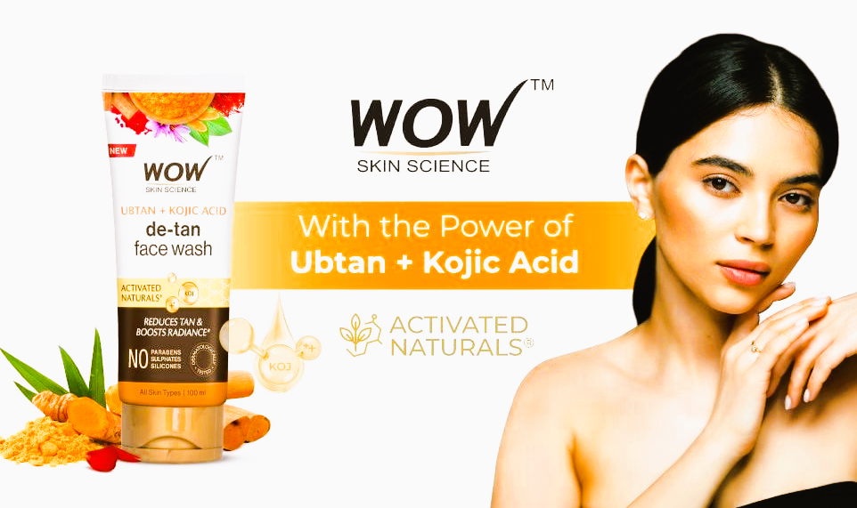 pic shows girl with ubtan facewash by WOW skin science